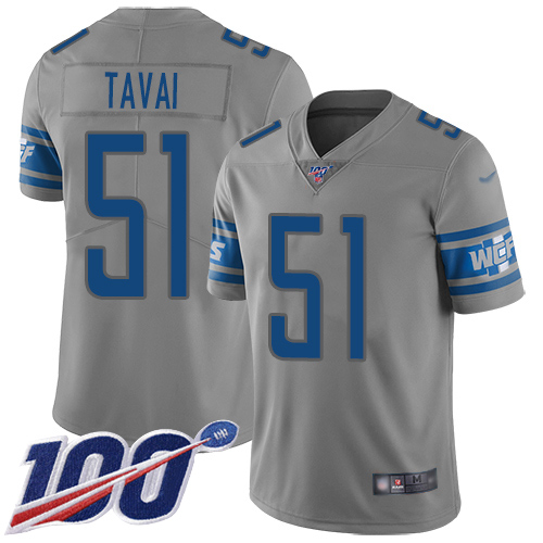 Detroit Lions Limited Gray Men Jahlani Tavai Jersey NFL Football #51 100th Season Inverted Legend